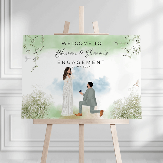 Enchanting Beginnings: Indian Engagement Welcome Sign
