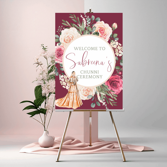 Floral Elegance: Chunni Welcome Sign