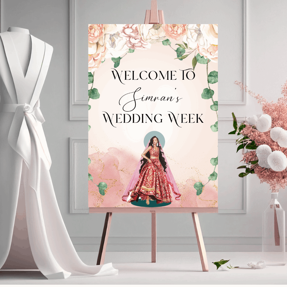 Indian Wedding Welcome Sign | Personalised | Digital