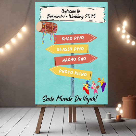 Jago Prewedding: Punjabi Signpost Wedding Welcome Sign