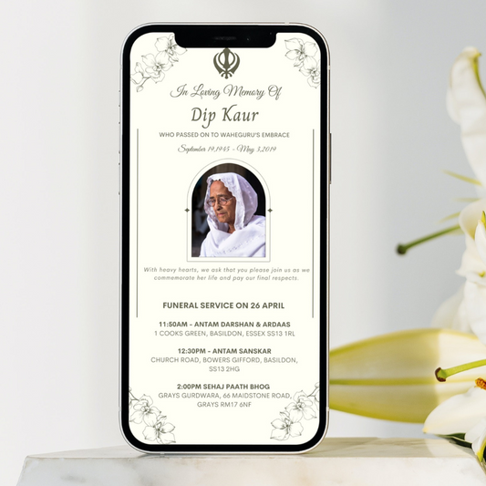 Funeral Program - Sikh Religious Digital Invitation