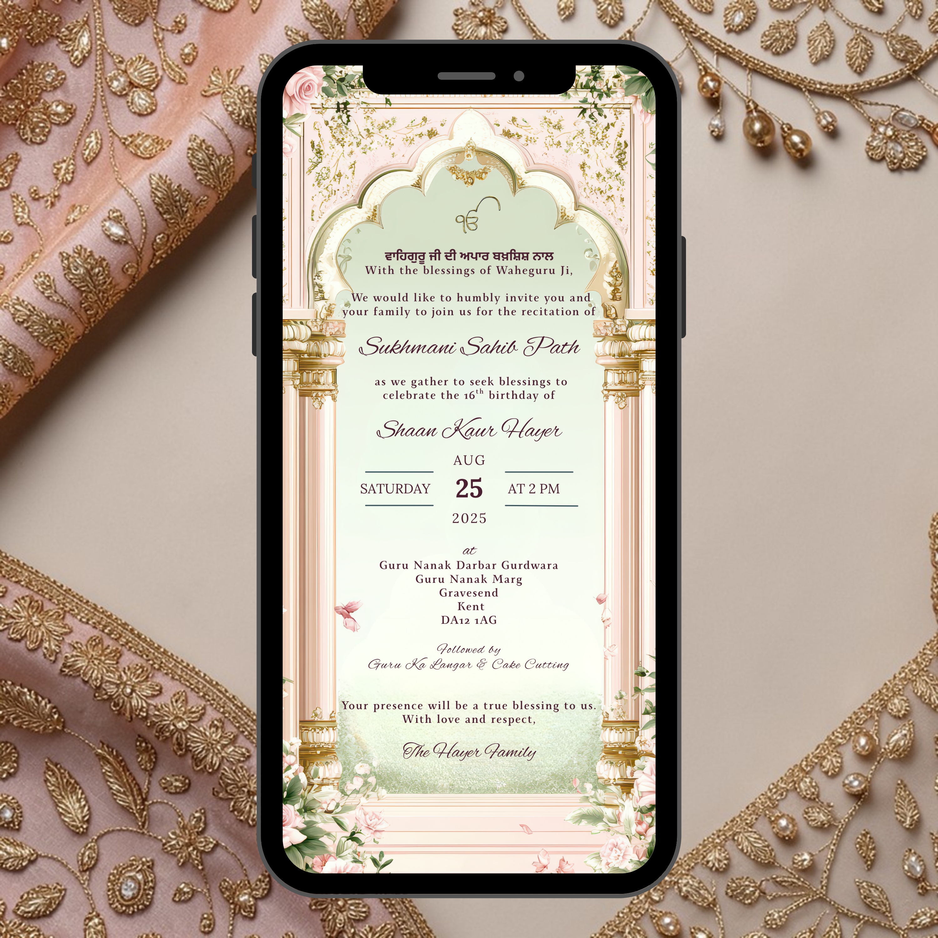 Sukhmani Sahib Invitation Birthday