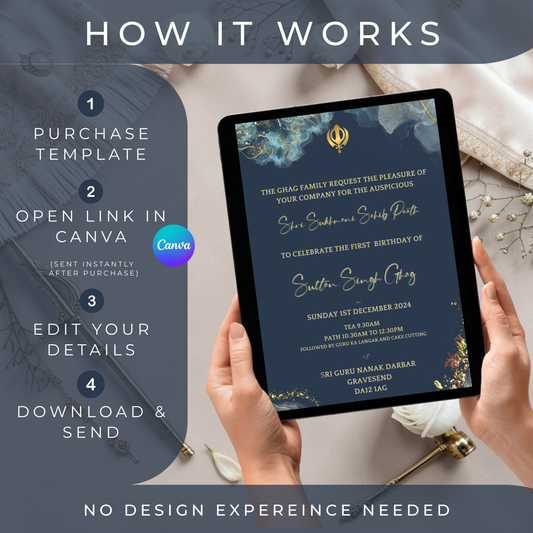 Sukhmani Sahib Invitation Template | Editable Canva Sikh Paath Invite | Digital WhatsApp Invitation