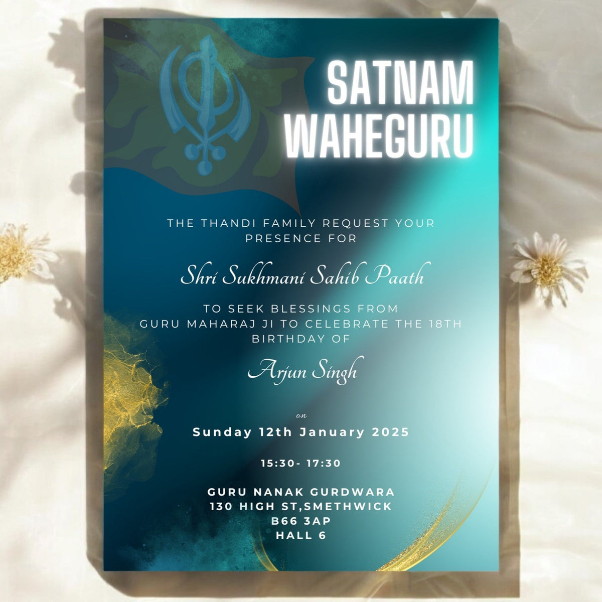 Digital Sukhmani Sahib Invitation | Satnam Waheguru