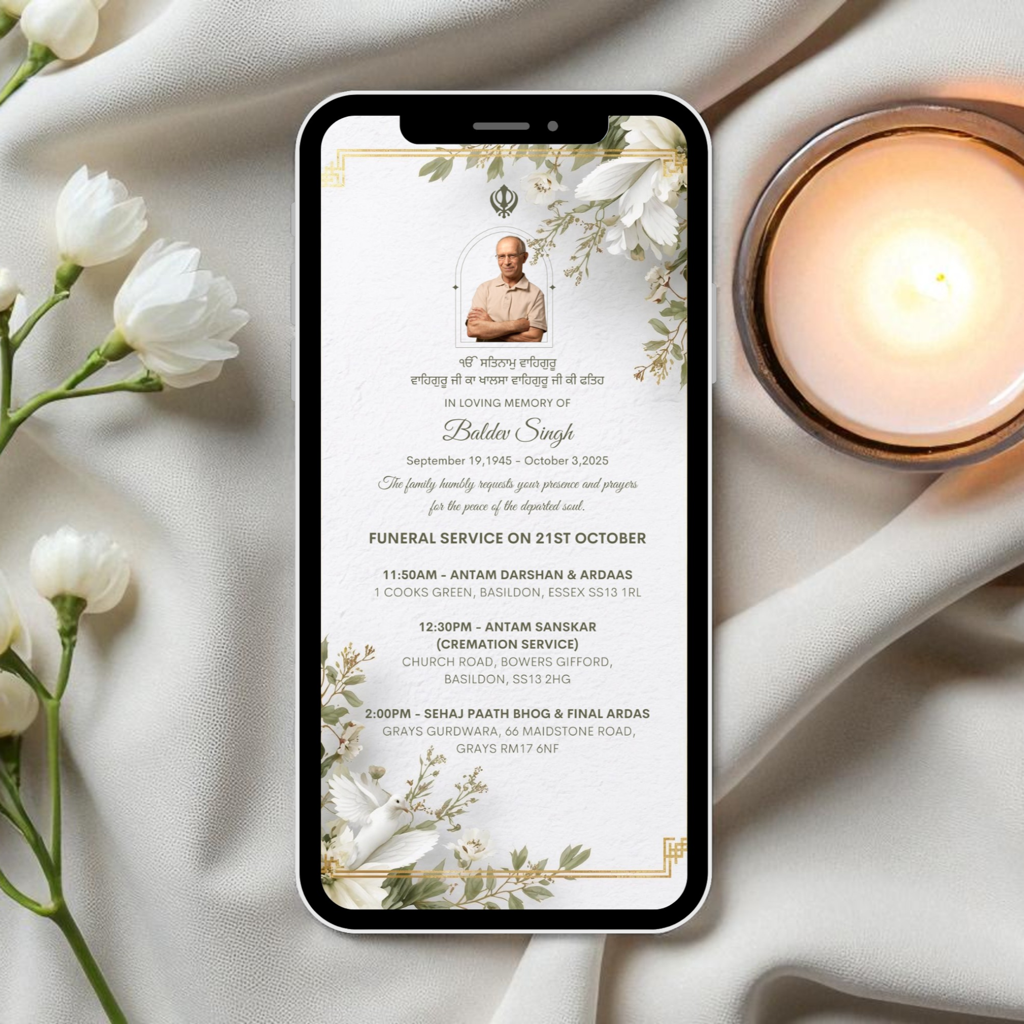 Sikh Digital Invitation Announcement Program Template