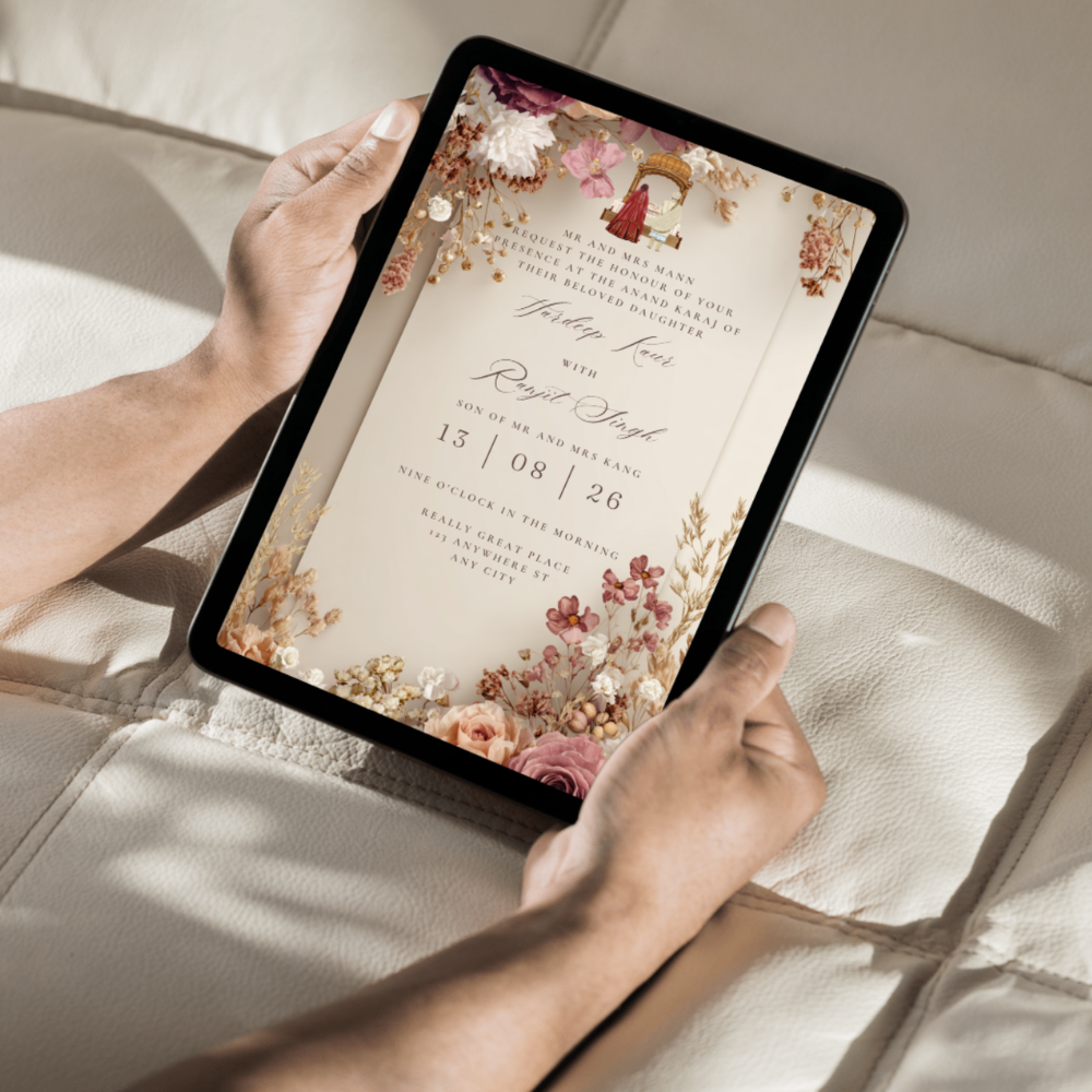 Digital Sikh WEdding invite on an ipad