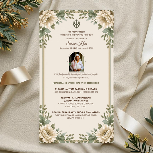 Divine Journey: Sikh Funeral Sikh Funeral Digital Invitation