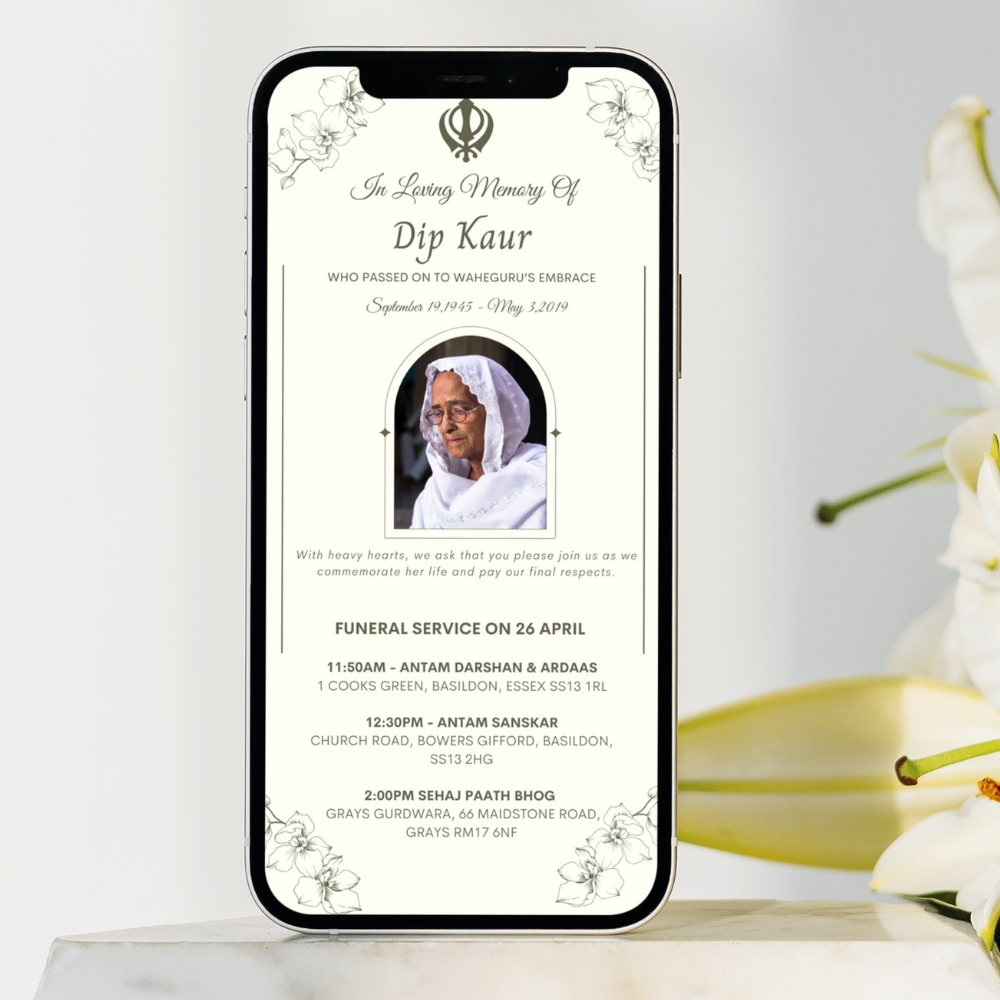 Sikh Funeral Annoucement WhatsApp