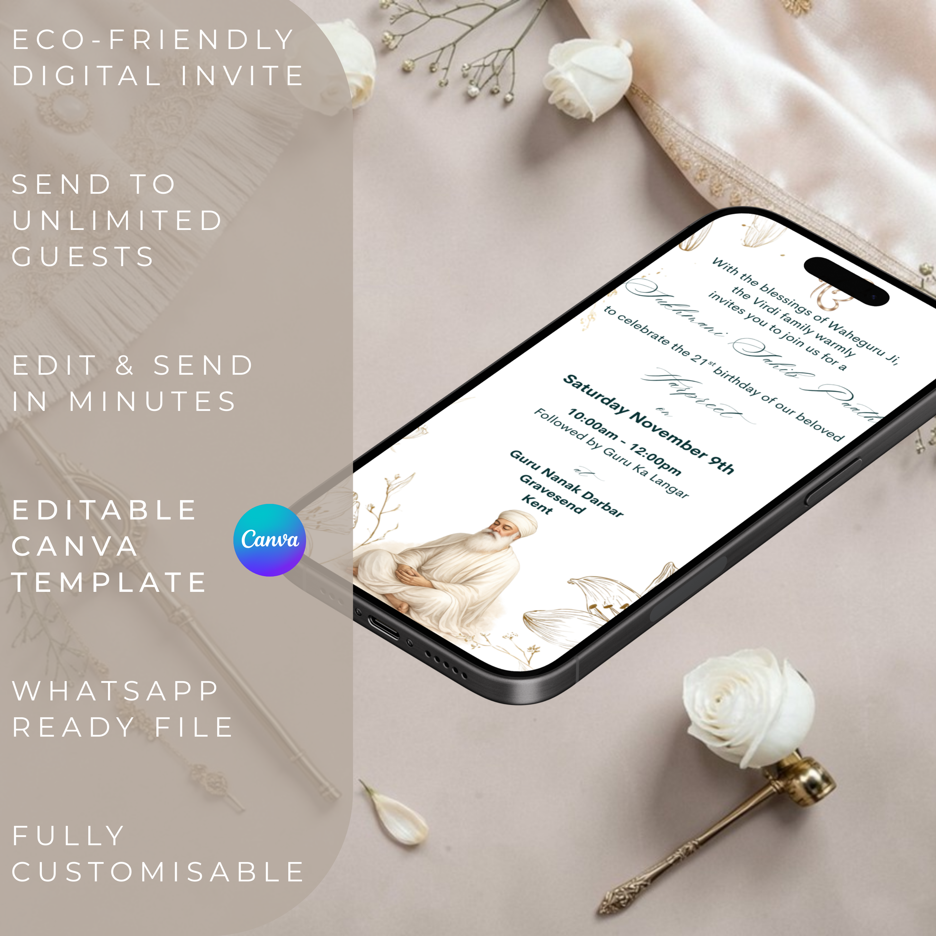 Sikh ceremony invitation digital download