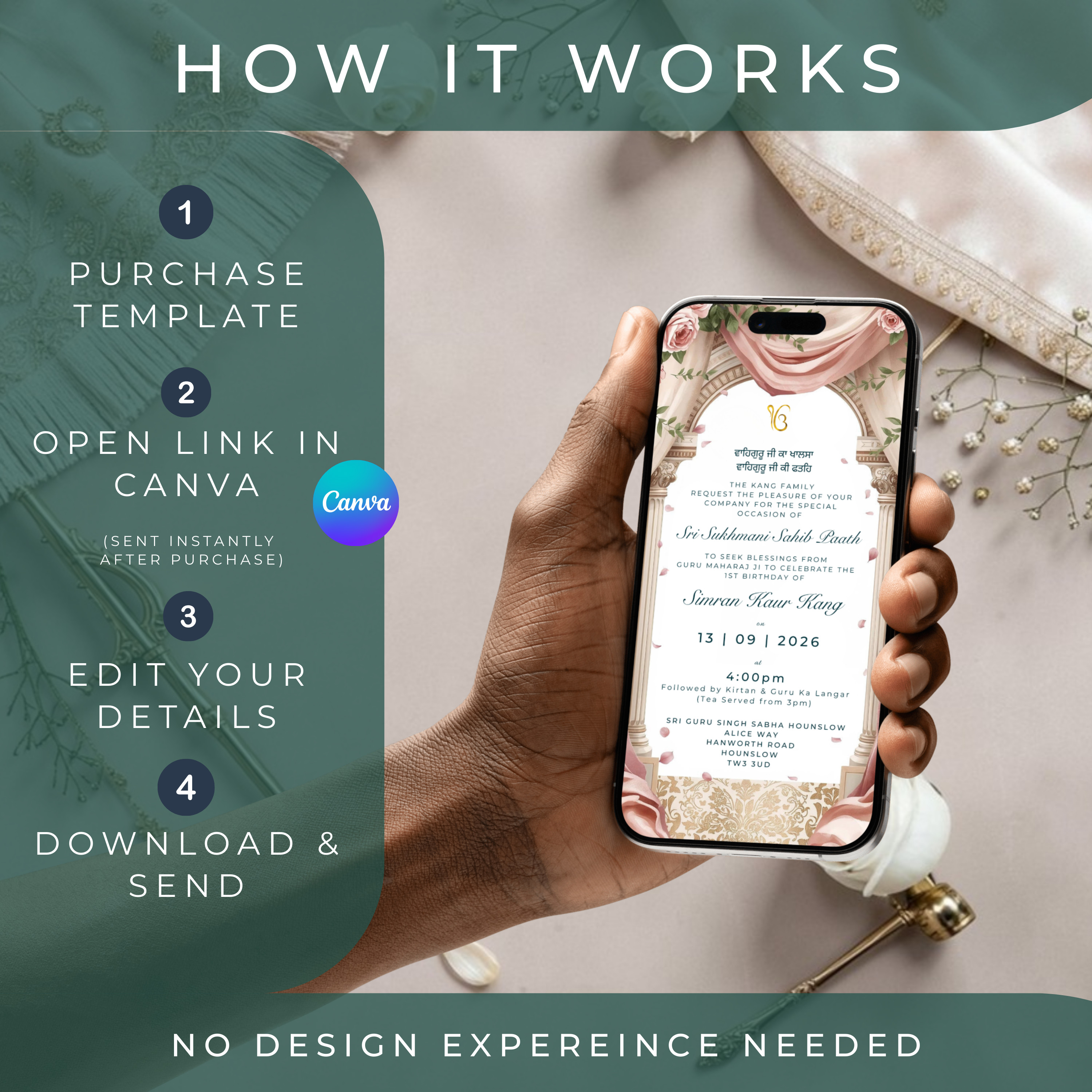 Sikh religious invitation card printable