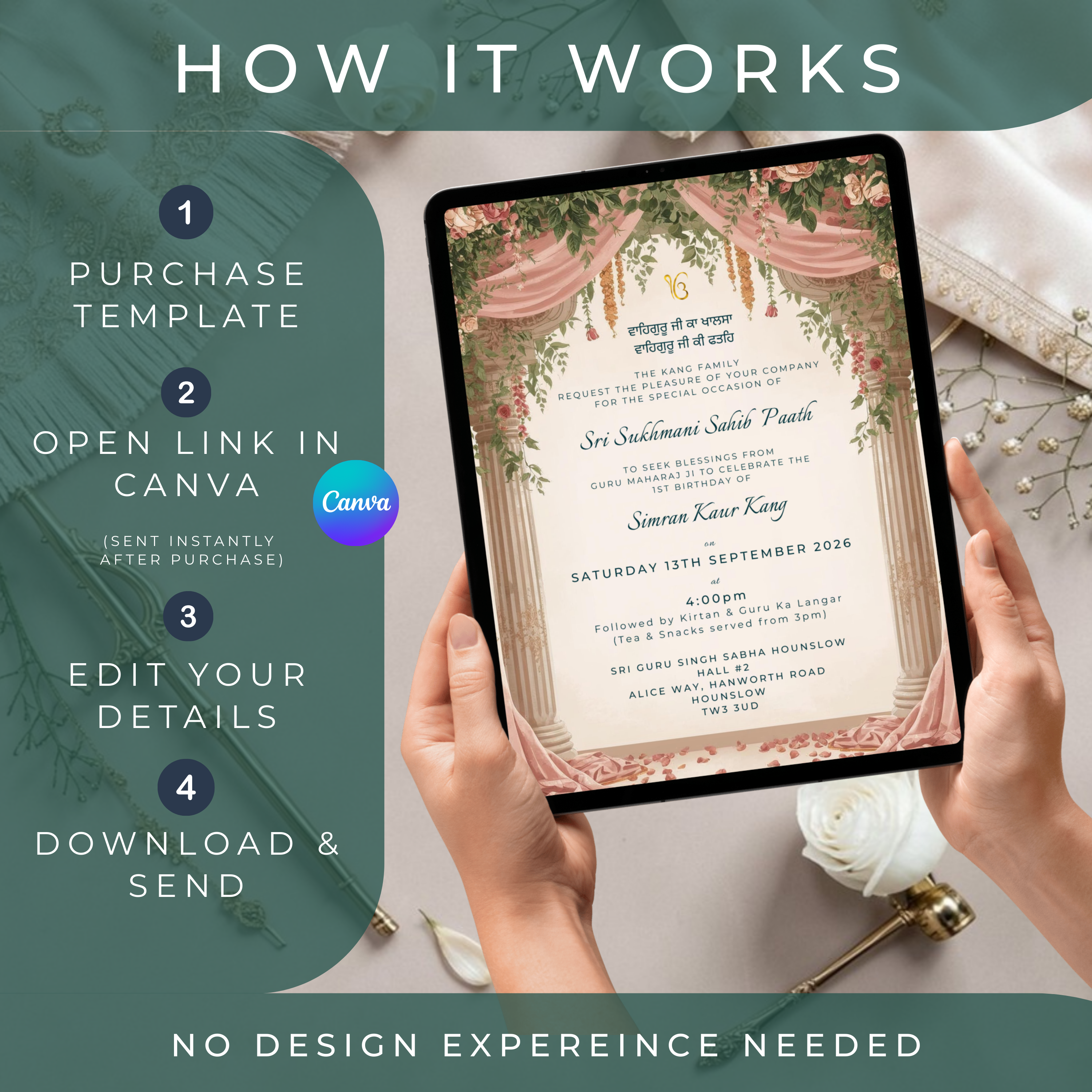 Sukhmani Sahib path ceremony invite digital Whatsapp