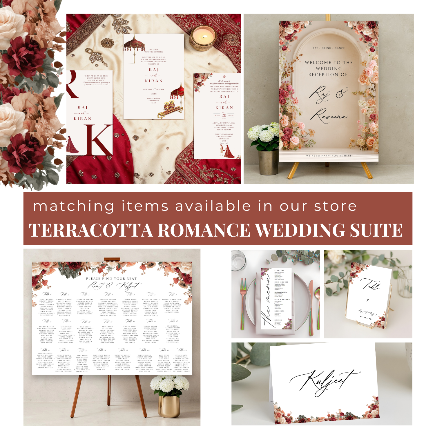 Matching Table Plan Place Cards Seating Plan Menu