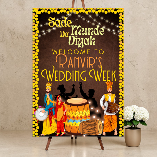 Wedding Week Groom Welcome Sign Sade Munde Da Viyah