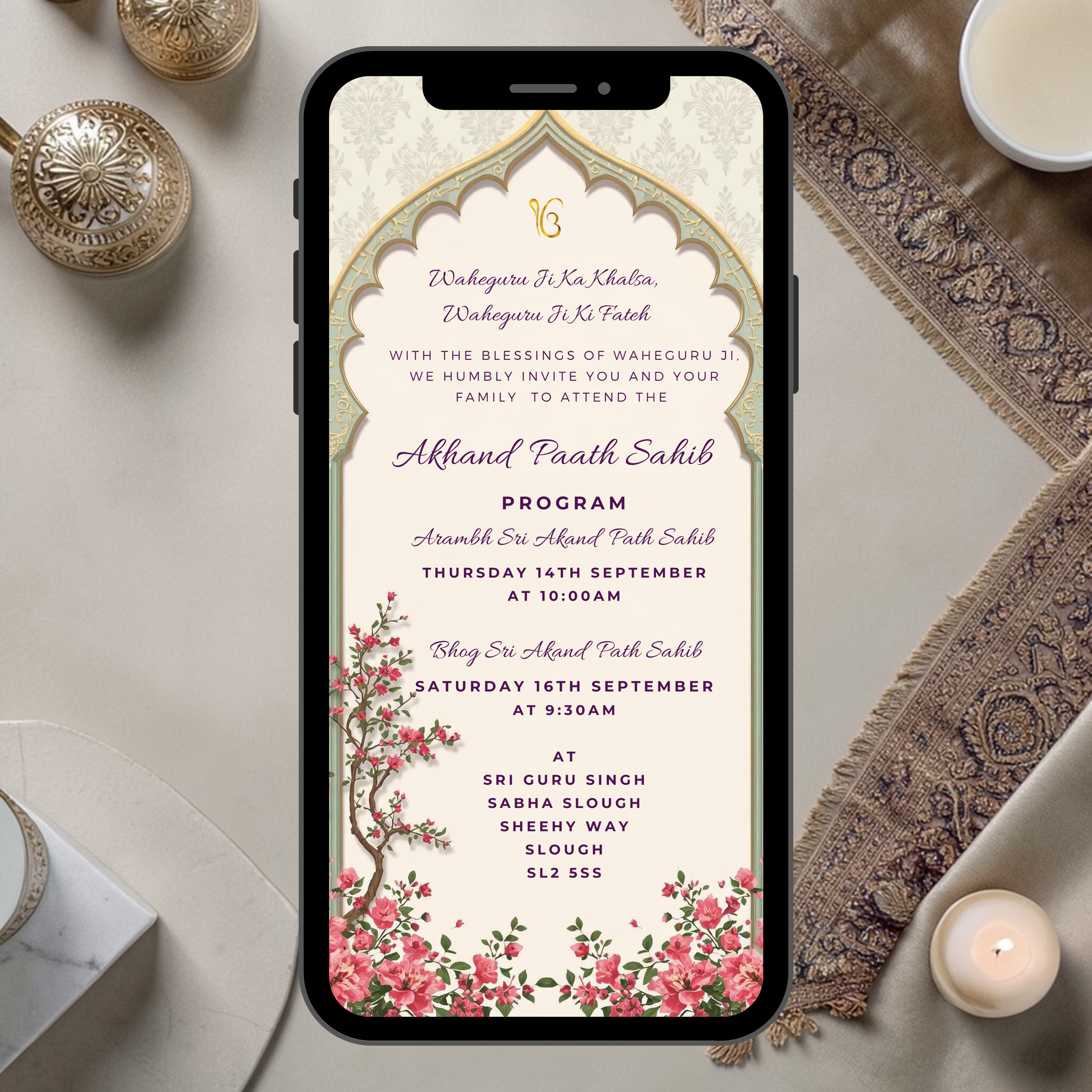 akhand paath invitation template editable in canva sikh paath program invite