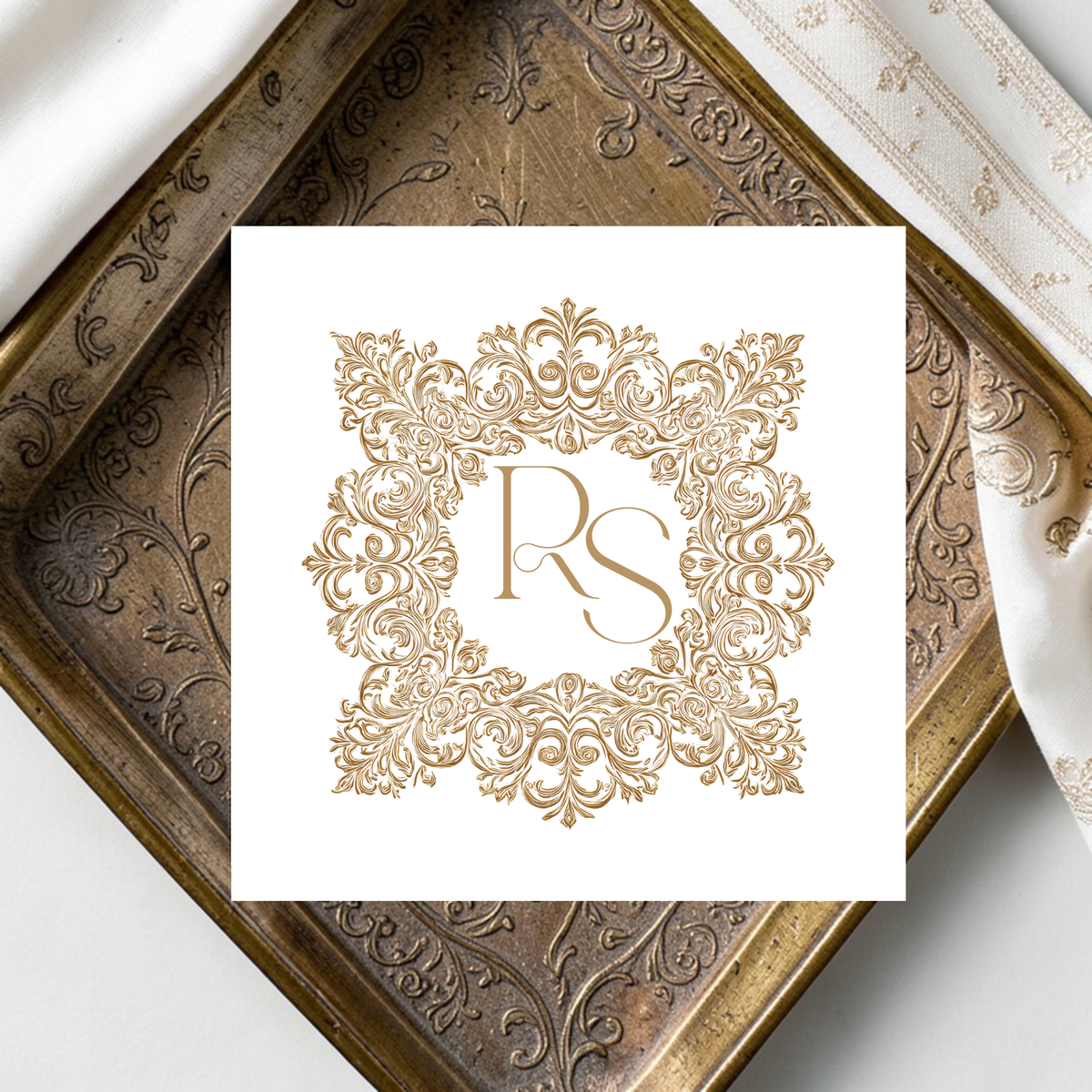 indian custom couple initials wedding crest logo design