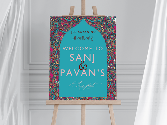 Paisley Sangeet Wedding Welcome Sign | Digital