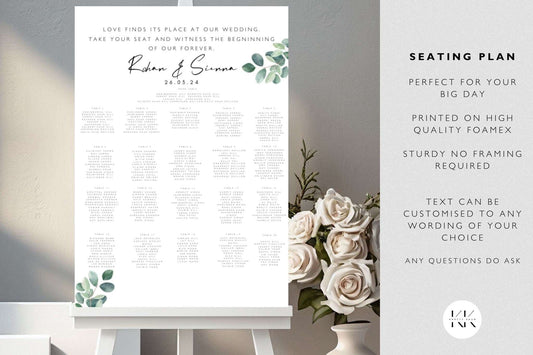 Indian Wedding Seating Chart Plan | Printed | Elegant and Modern | Personalised