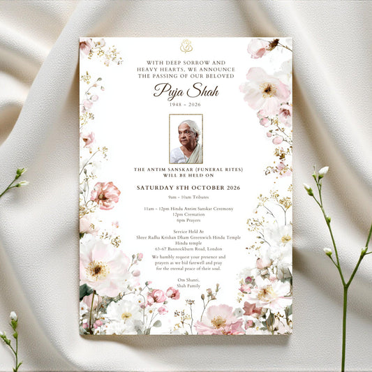 Hindu Antim Sanskar Digital Invite | Instant Download Bereavement Announcement