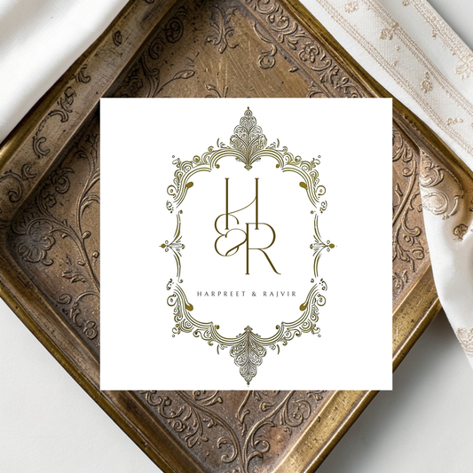 Sikh wedding logo monogram minimal