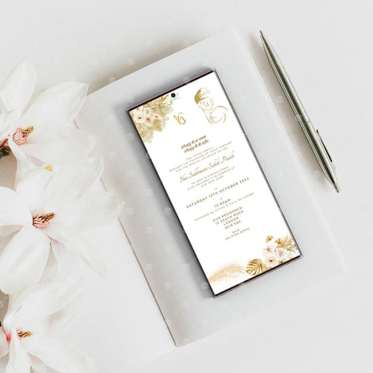 Digital Sukhmani Sahib Invitation | Golden Modern Theme