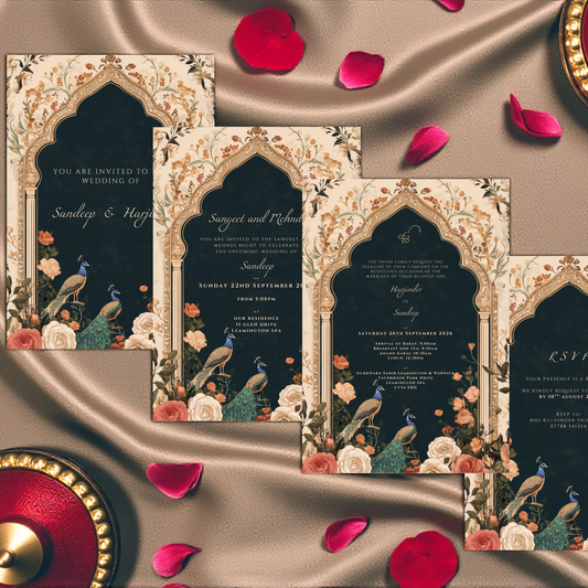 Anand Karaj Digital Invitation | Peacock | Self Edit Template | 6 Page