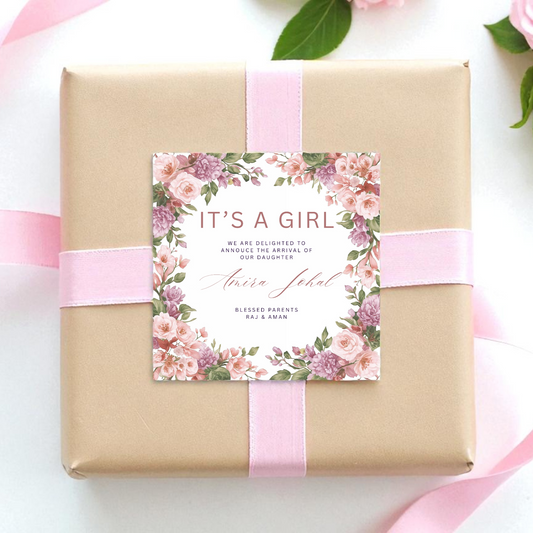 It's a Girl Mithai Box Sticker, Digital, Print Your Own
