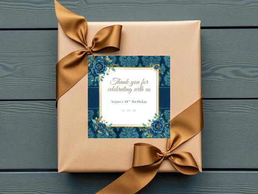 Navy and Teal Mithai Box Sticker, Digital, Print Your Own