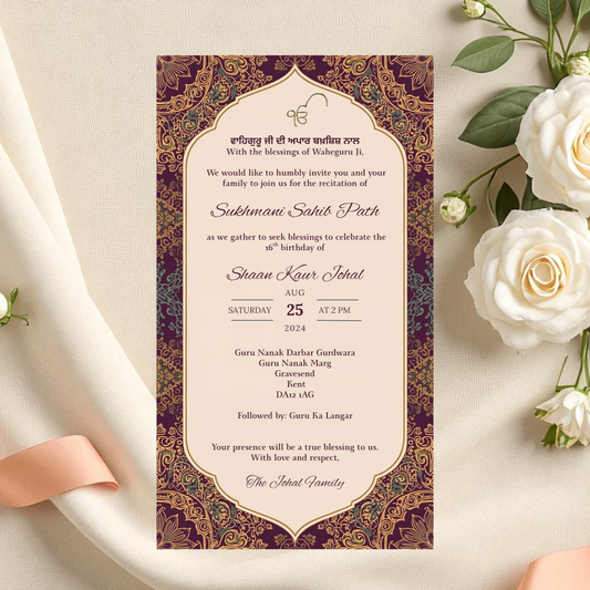 Sukhmani Sahib: Digital Invitation: Paisley