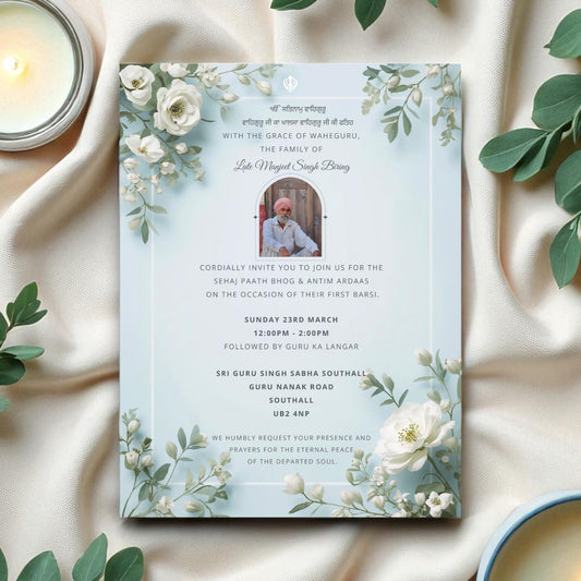 First Barsi Sehaj Paath Invitation, In Memory of Loved One - Sikh Paath Digital