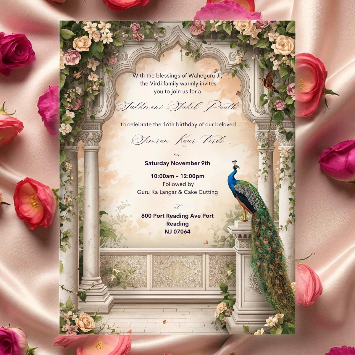 Regal Peacock : Digital Sukhmani Sahib Invitation