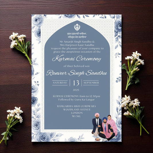 Kurmai and Sukhmani Sahib Part Invitation | Digital Shri Sukhmani Sahib Paath Invite | Modern | Upcoming Wedding