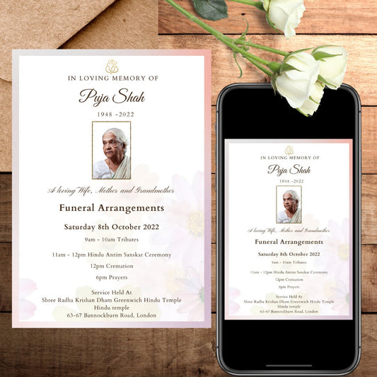 Hindu Funeral Program Announcement Invitation, Funeral Details Digital, Send Via Whatsapp